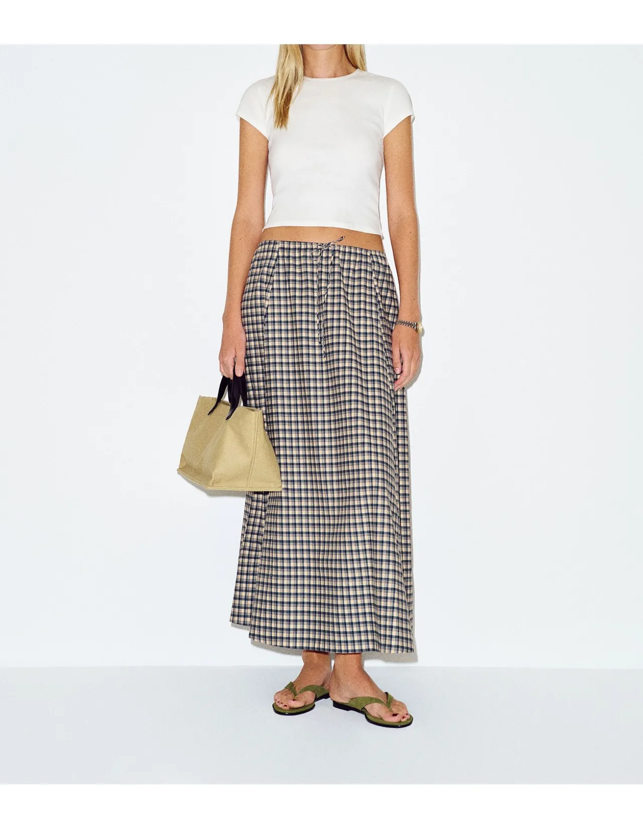CLEO CHECKERED MIDI SKIRT