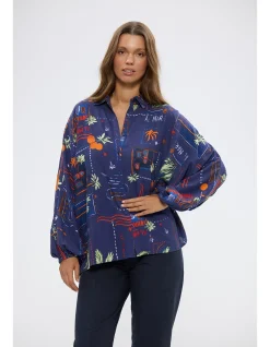 Cliffside Oversized Jungle Print Long Sleeve Shirt