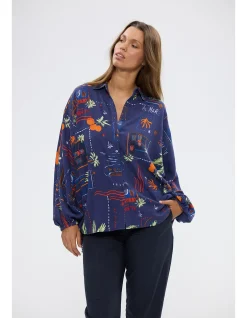 Cliffside Oversized Jungle Print Long Sleeve Shirt