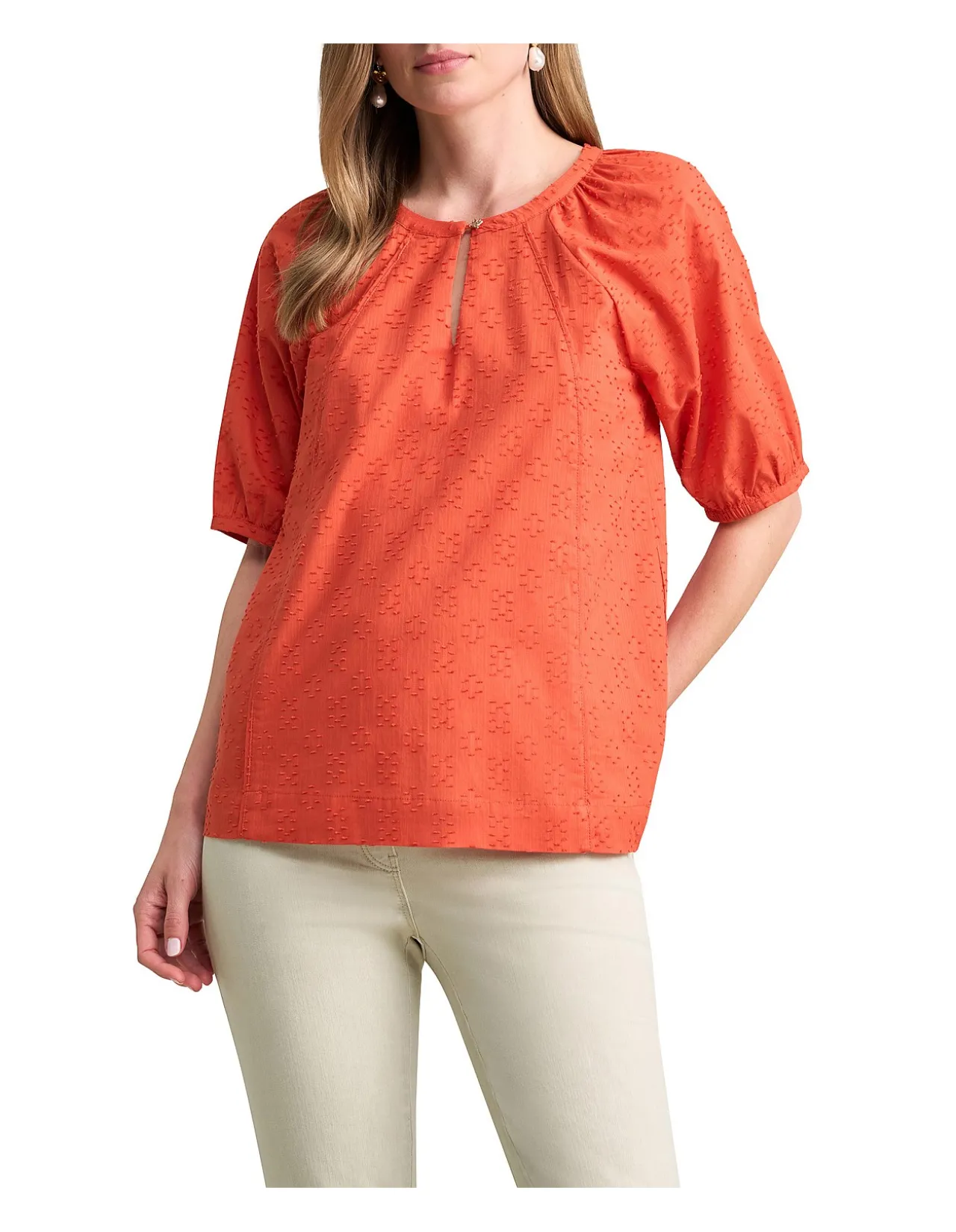 Clipped Jacquard Blouse