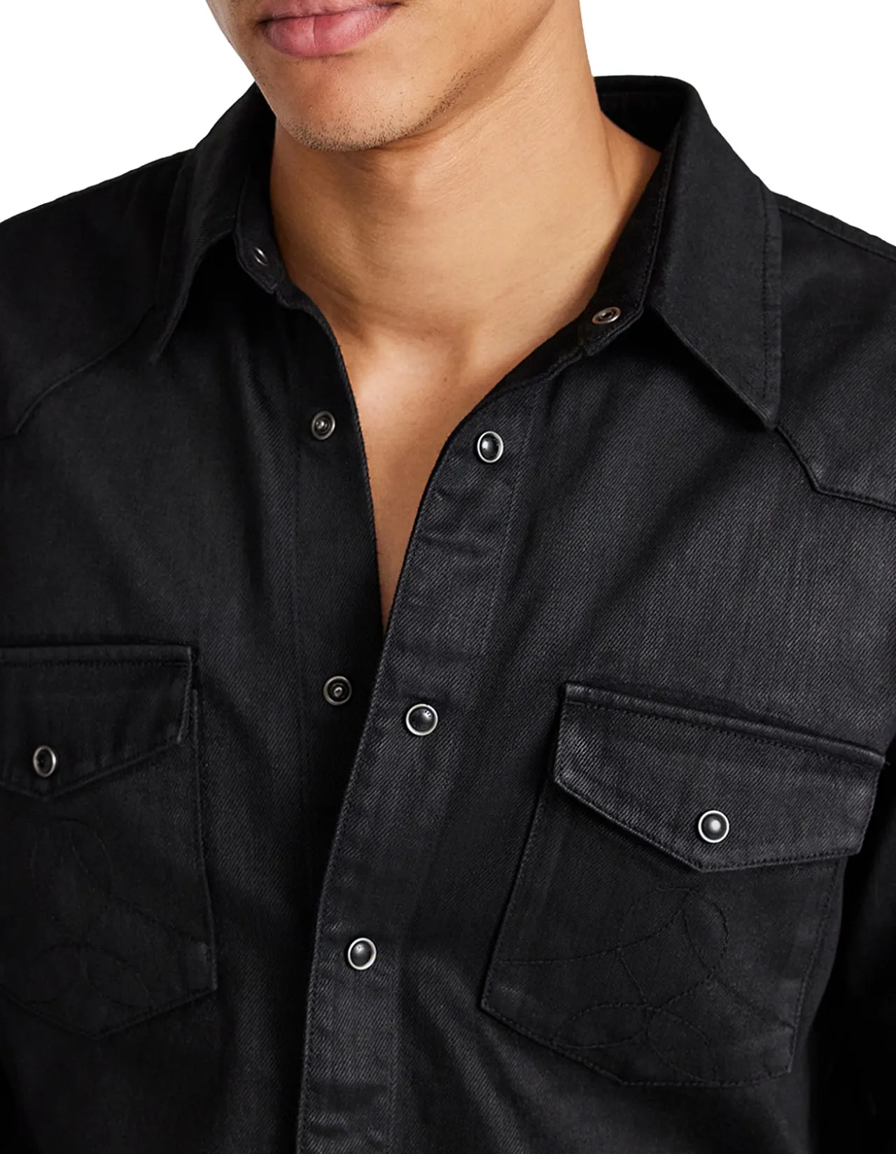 COATED DENIM WESTERN SHIRT