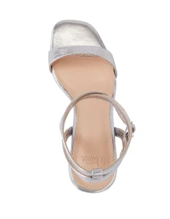Colette Dark Silver Crease Leather Block Heel