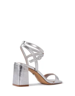 Colette Dark Silver Crease Leather Block Heel