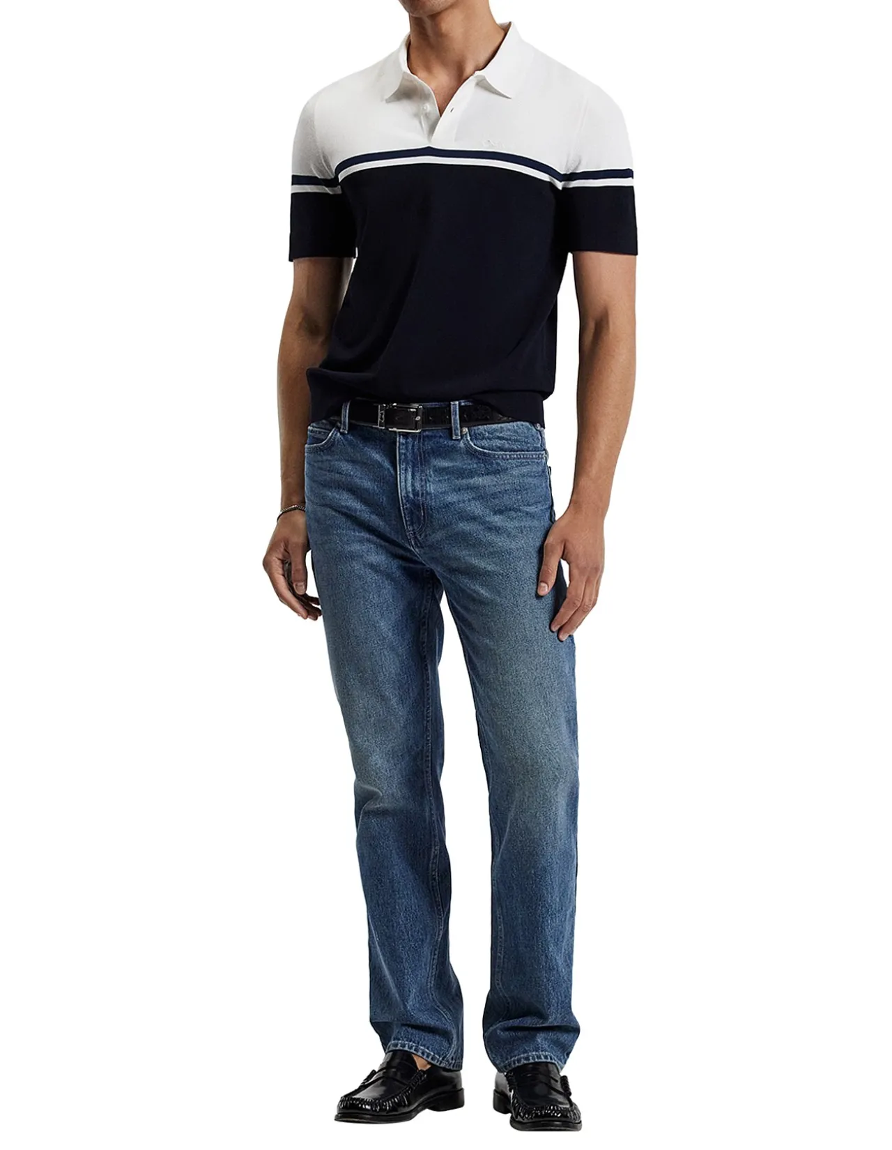 CONTRAST BLOCK STRIPE POLO
