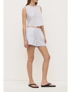 Cora Stripe Button Front Top White/Navy Stripe
