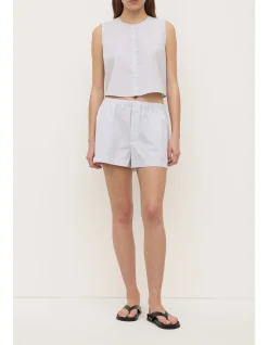 Cora Stripe Button Front Top White/Navy Stripe