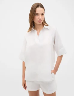 CORE LINEN HALF PLACKET POPOVER