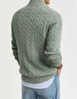 Cotton Cable Knit Half-Zip Knit