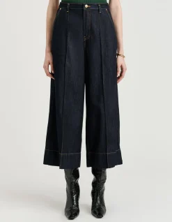 COTTON LYOCELL PINTUCK WIDE CROPPED JEAN
