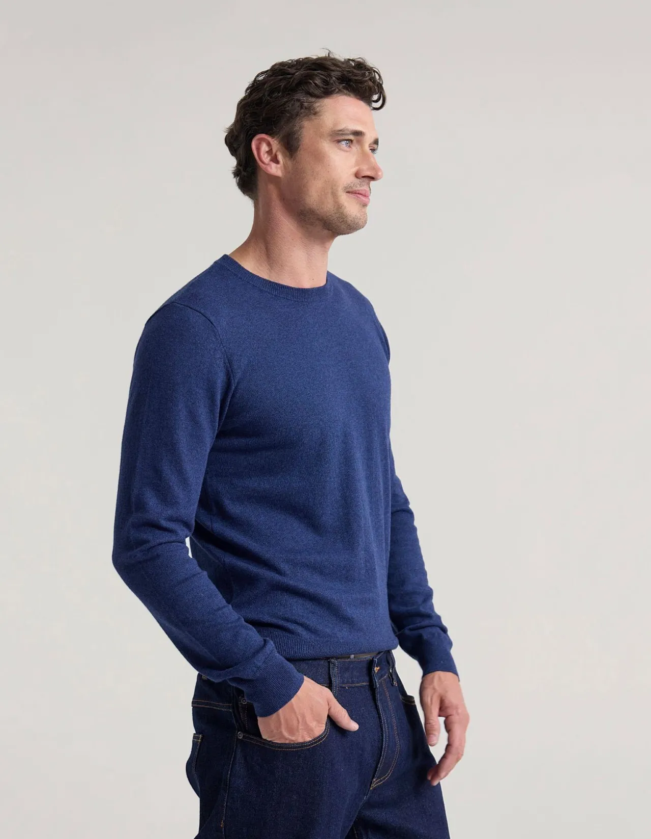 COTTON CASHMERE CREW NECK KNIT
