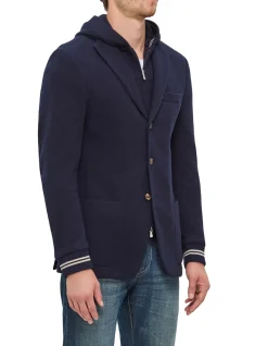 Cotton Jersey Detachable Hood Zip Blazer