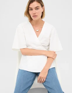 COTTON POPLIN WRAP TOP