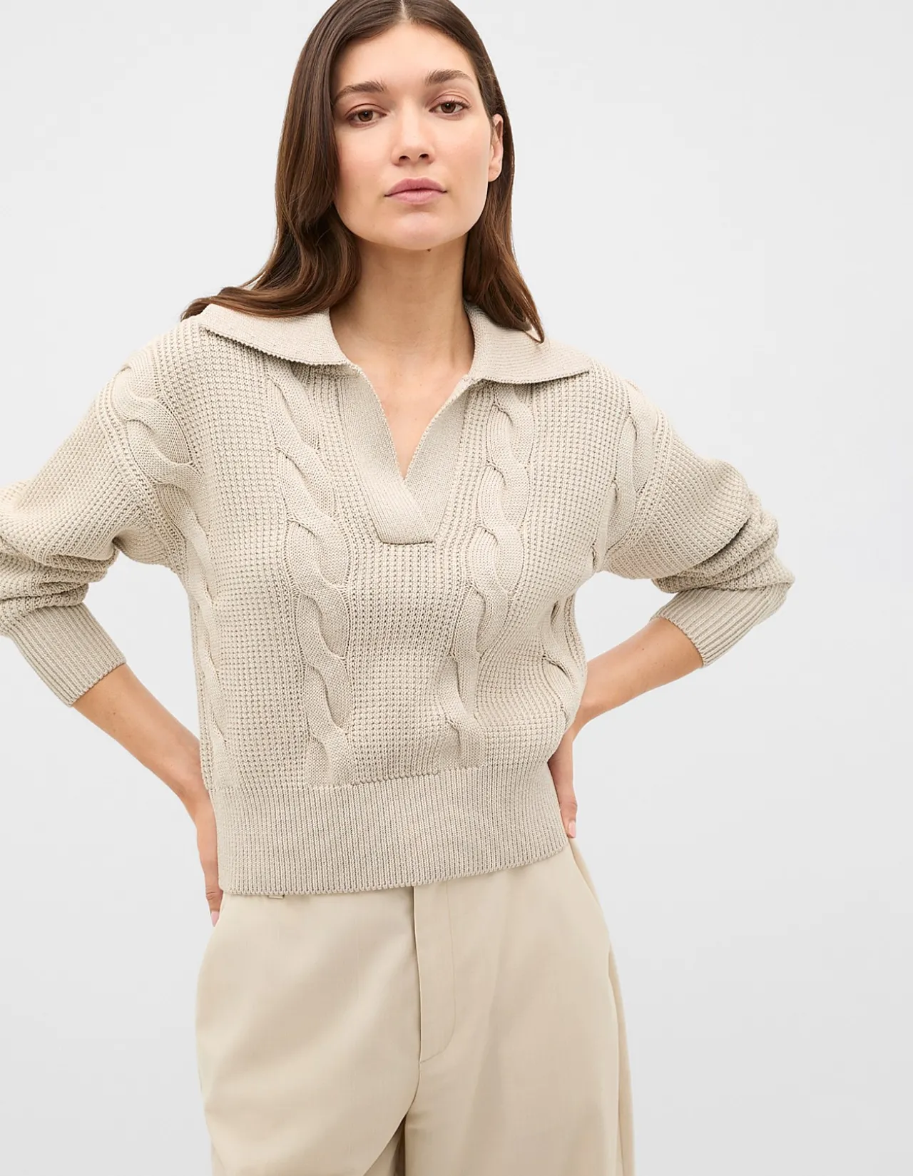 COTTON TEXTURED CABLE KNIT