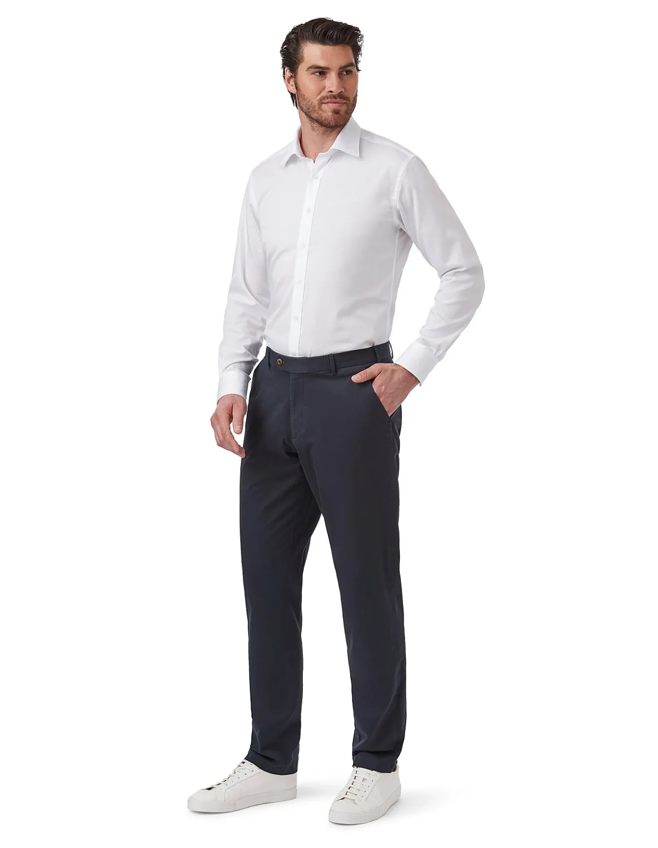 COTTON TWILL FLAT-FRONT TROUSER