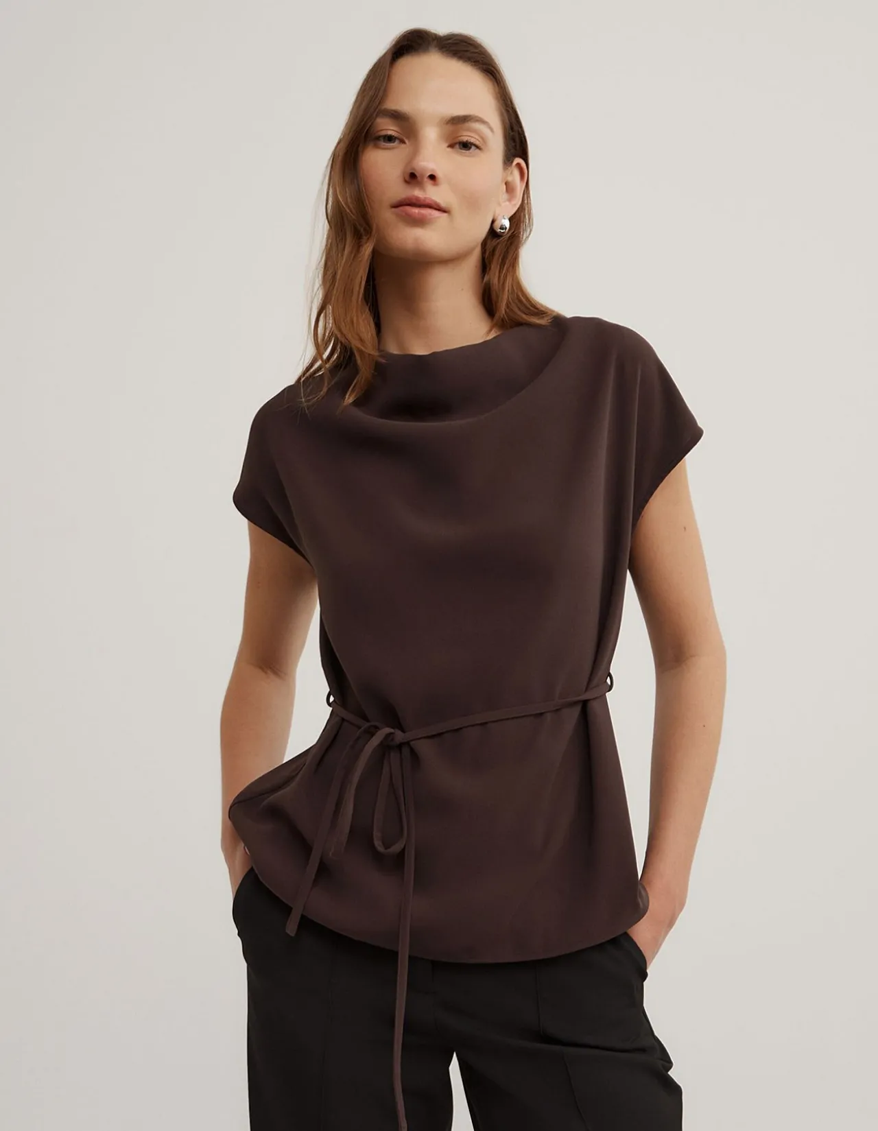 Cowl Tie Belt Top