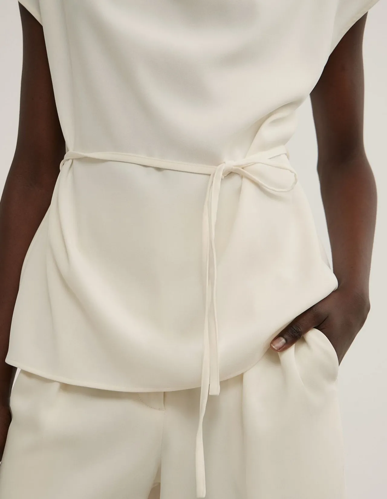 Cowl Tie Belt Top