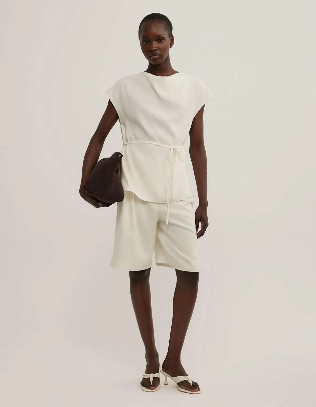 Cowl Tie Belt Top