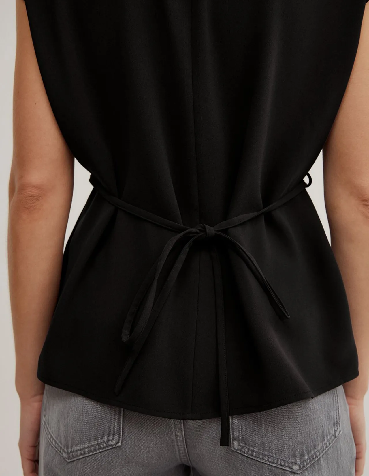 Cowl Tie Belt Top