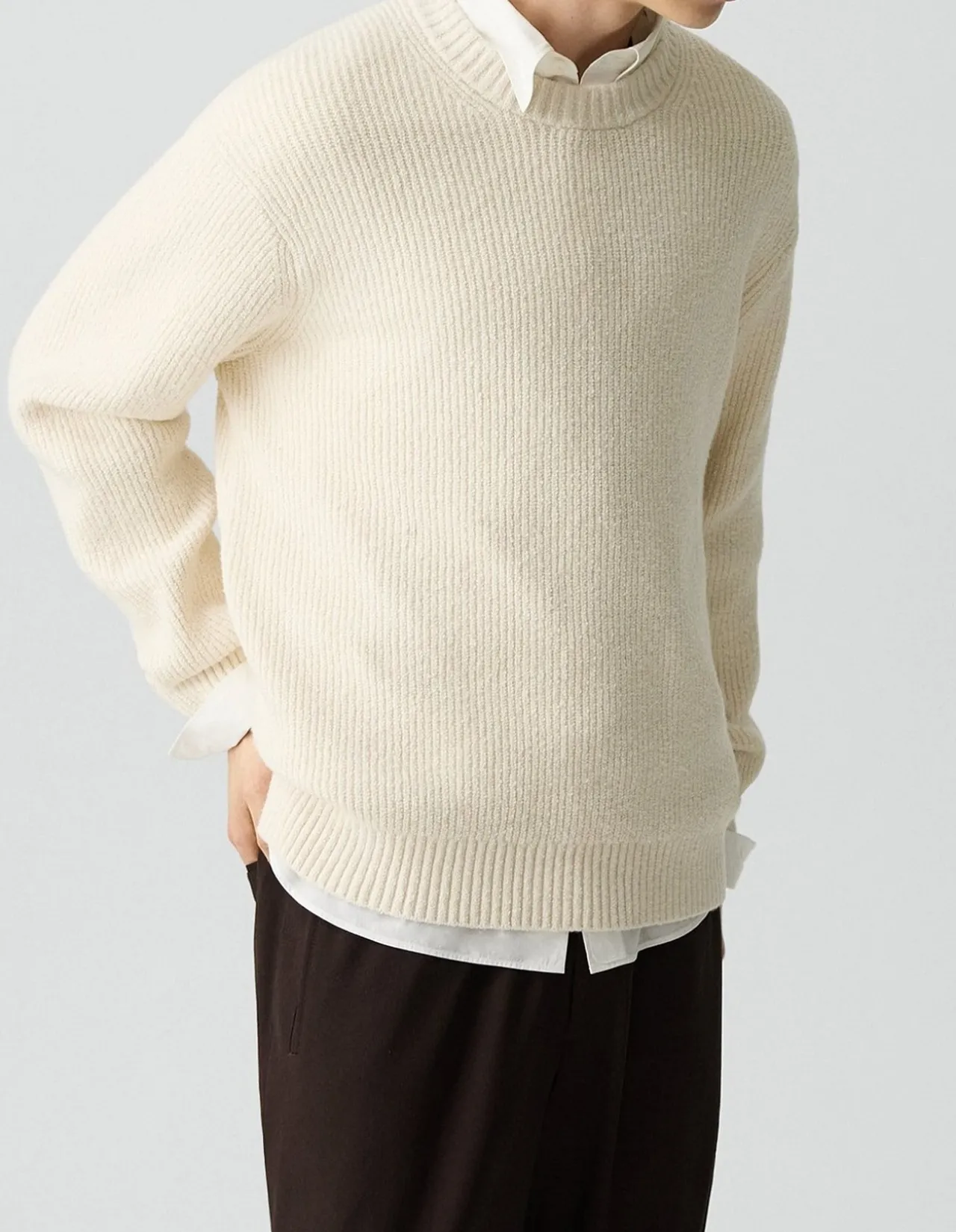 Crewneck Sweater in Cotton Silk Slub