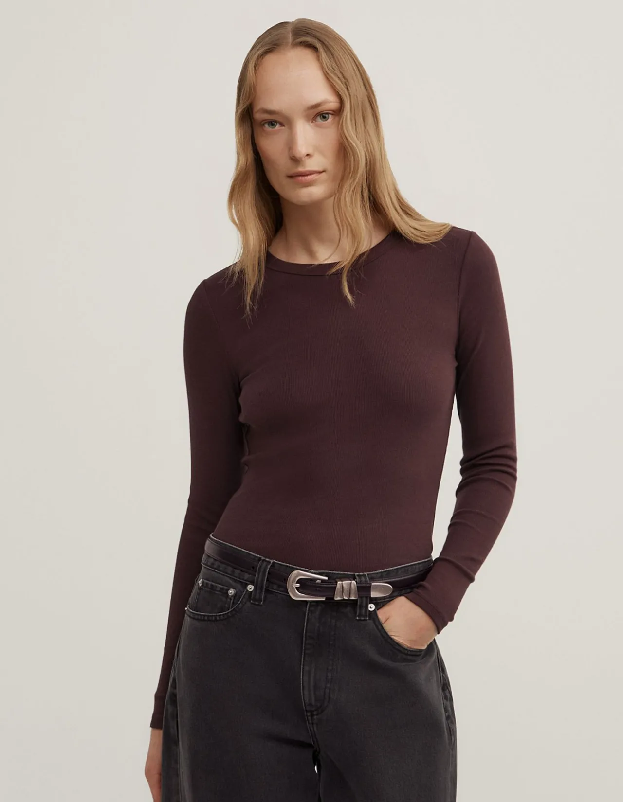Crew Rib Long Sleeve Top