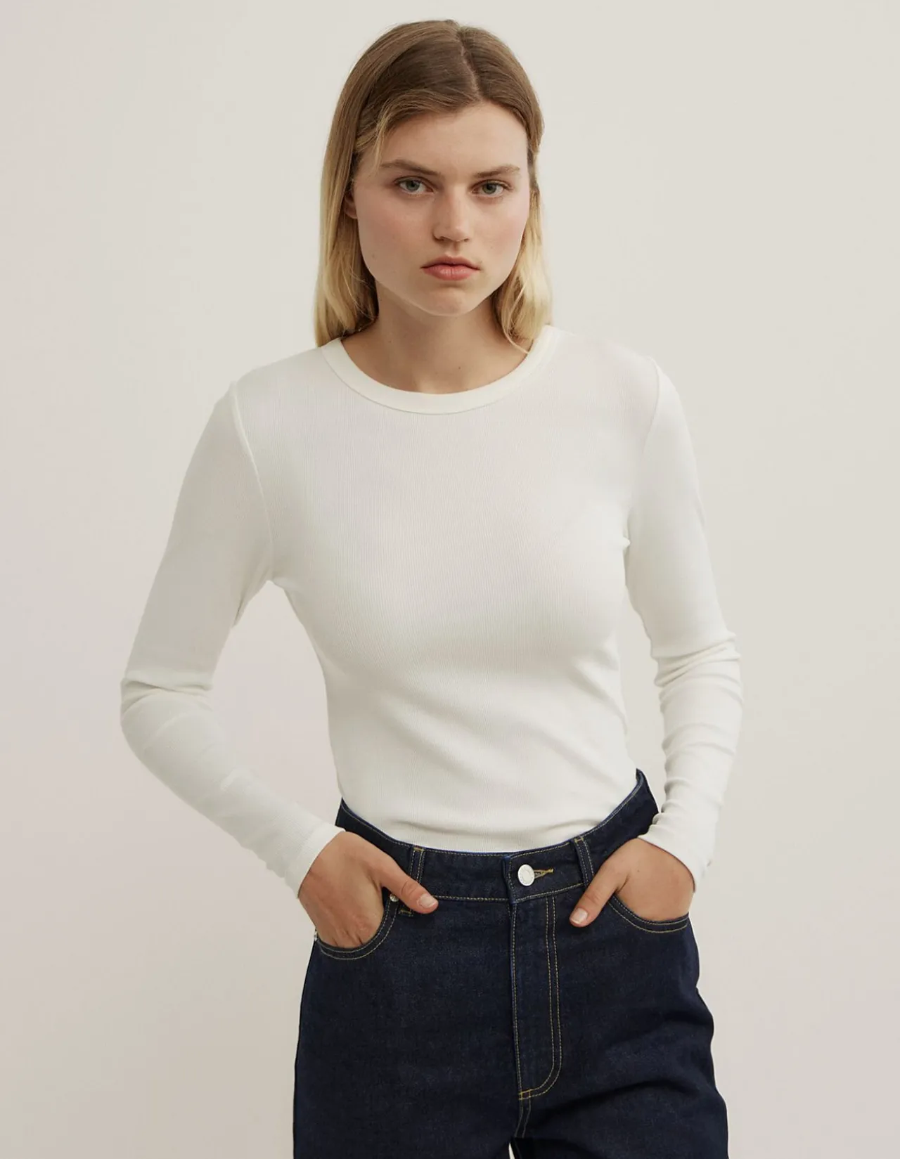 Crew Rib Long Sleeve Top