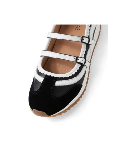 Crimpy Double Strap Scalloped Mary Jane Flats