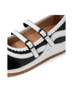 Crimpy Double Strap Scalloped Mary Jane Flats