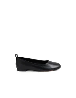 Crimson Leather Ballet Flats Black