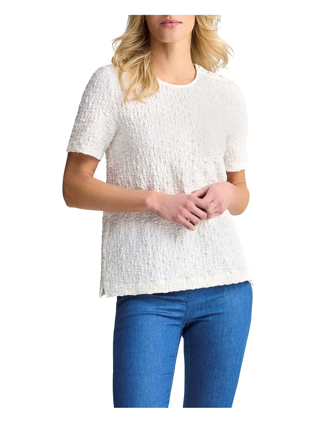 CRINKLE COTTON T-SHIRT - WHITE
