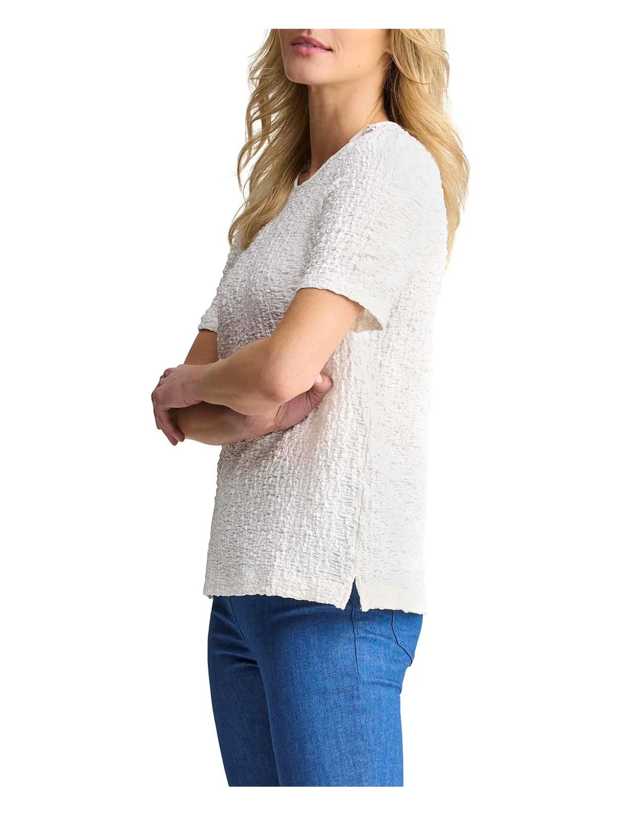 CRINKLE COTTON T-SHIRT - WHITE