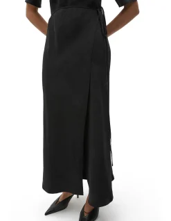 CRINKLE SATIN WRAP DRESS