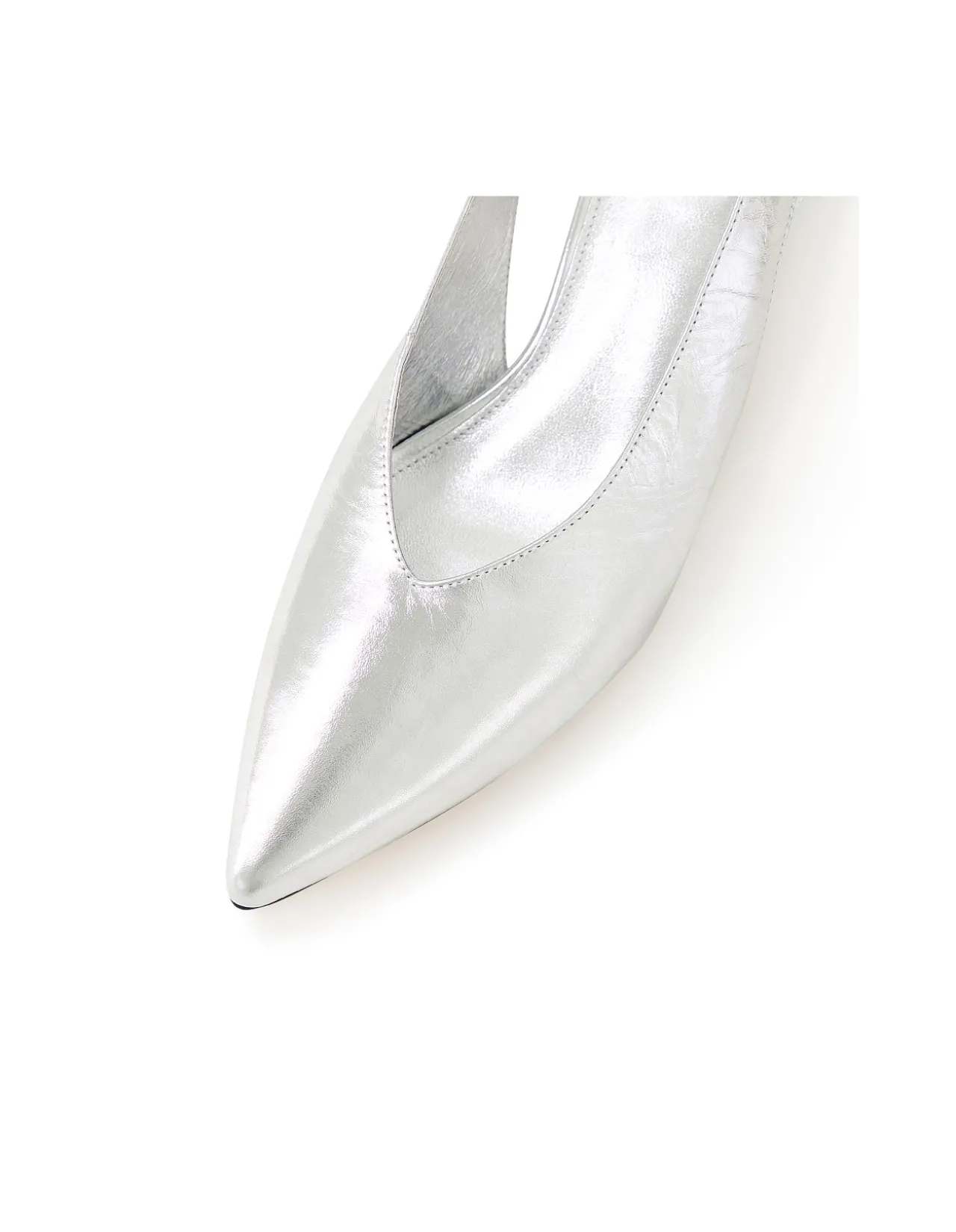 Crissi Silver Low Heel Slingback Pumps