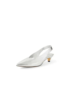 Crissi Silver Low Heel Slingback Pumps