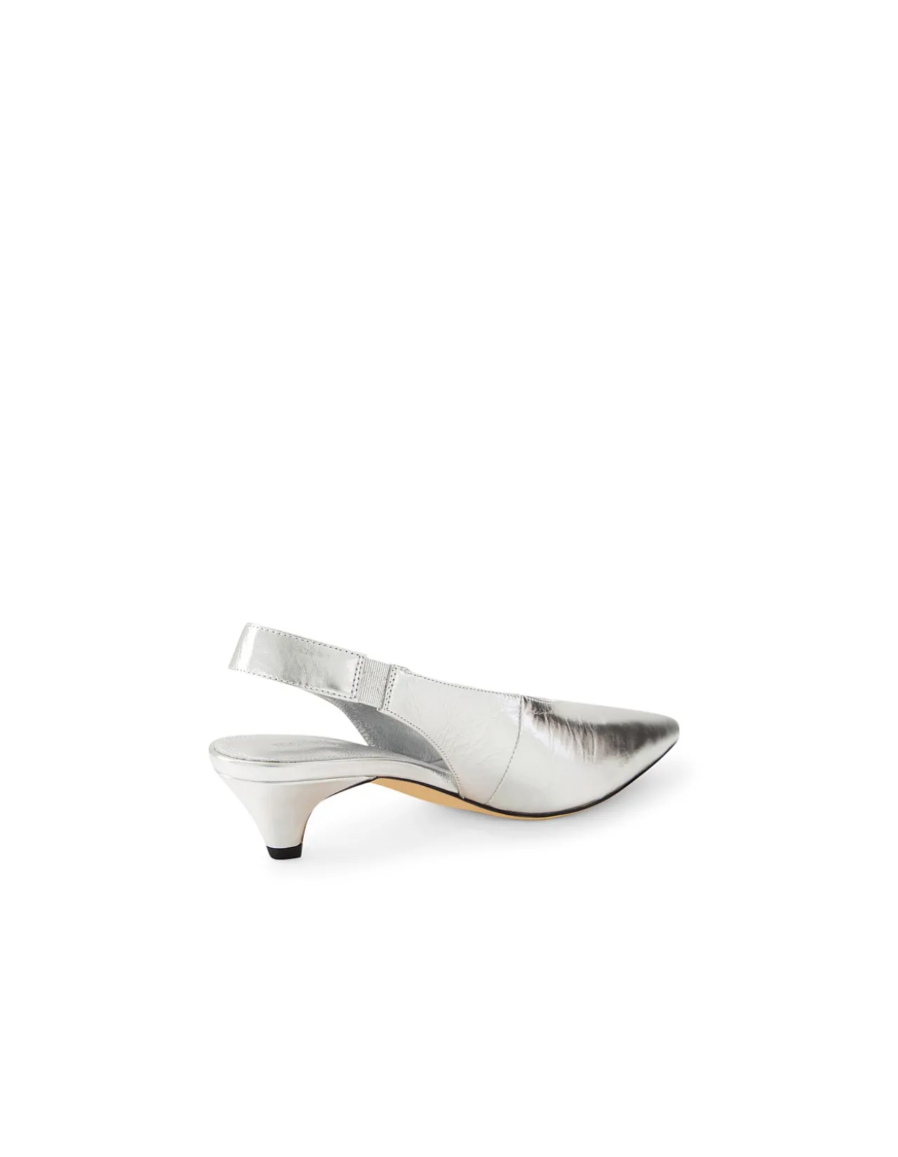 Crissi Silver Low Heel Slingback Pumps