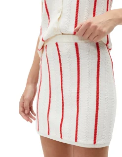 Crochet A Line Mini Skirt Strawberry Red Stripe