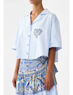 CROPPED CAMP COLLAR BLOUSE