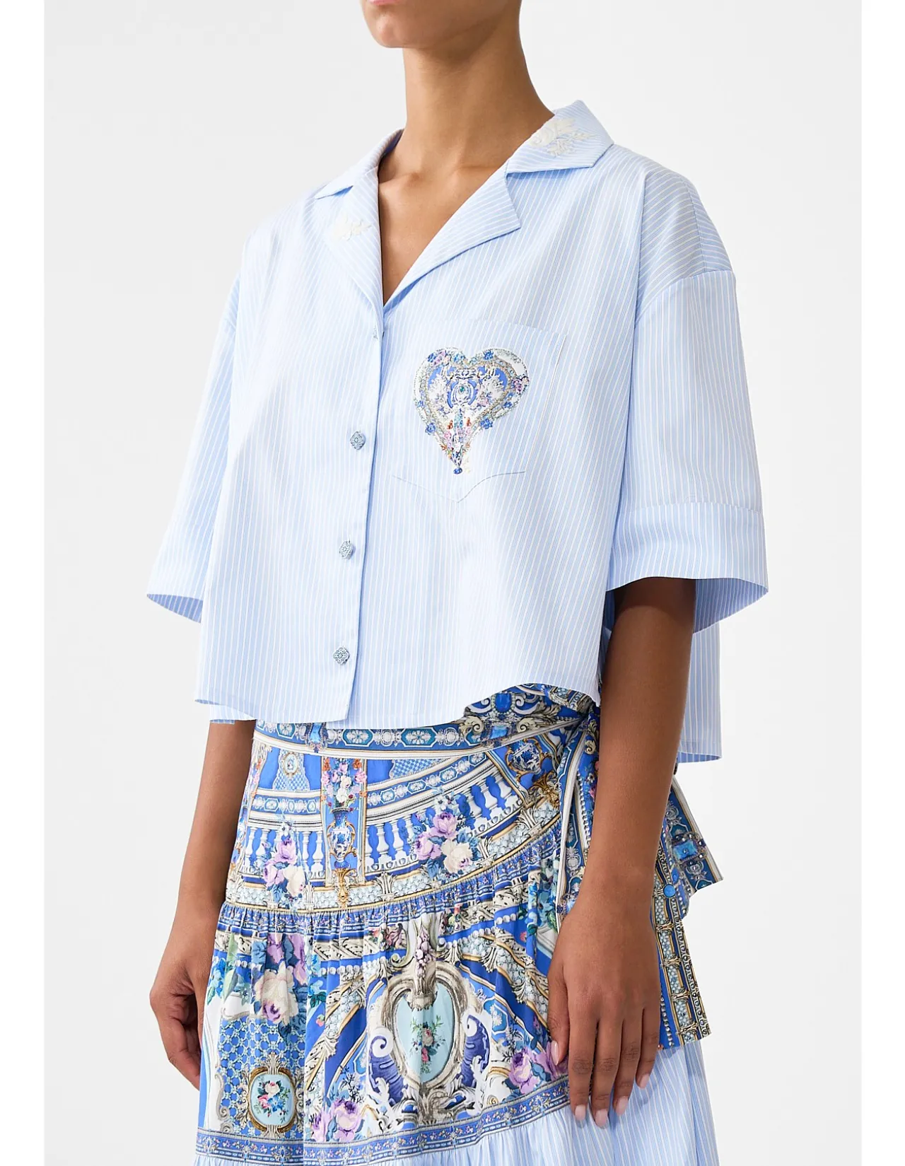 CROPPED CAMP COLLAR BLOUSE