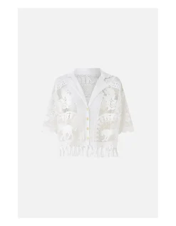 CROPPED COLLAR BLOUSE WITH BUTTON FRONT