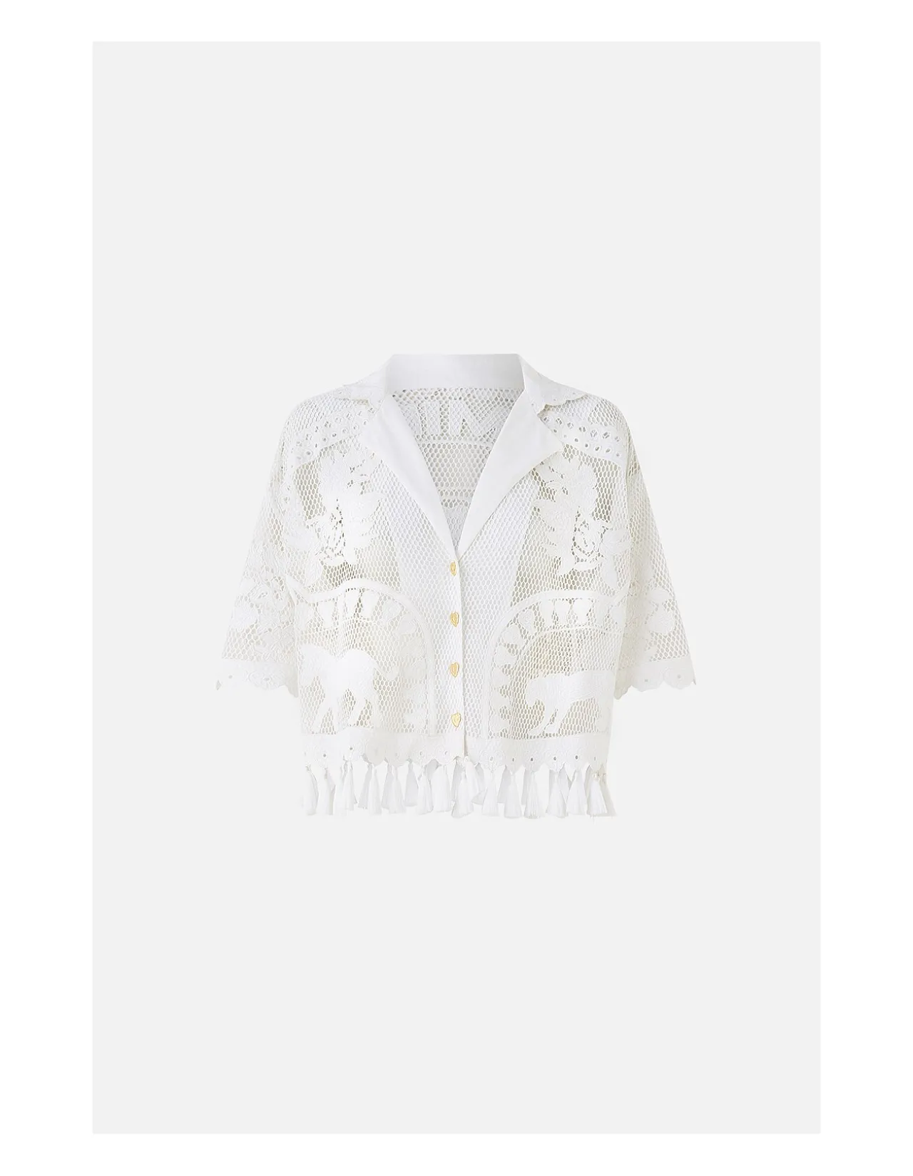 CROPPED COLLAR BLOUSE WITH BUTTON FRONT