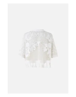 CROPPED COLLAR BLOUSE WITH BUTTON FRONT