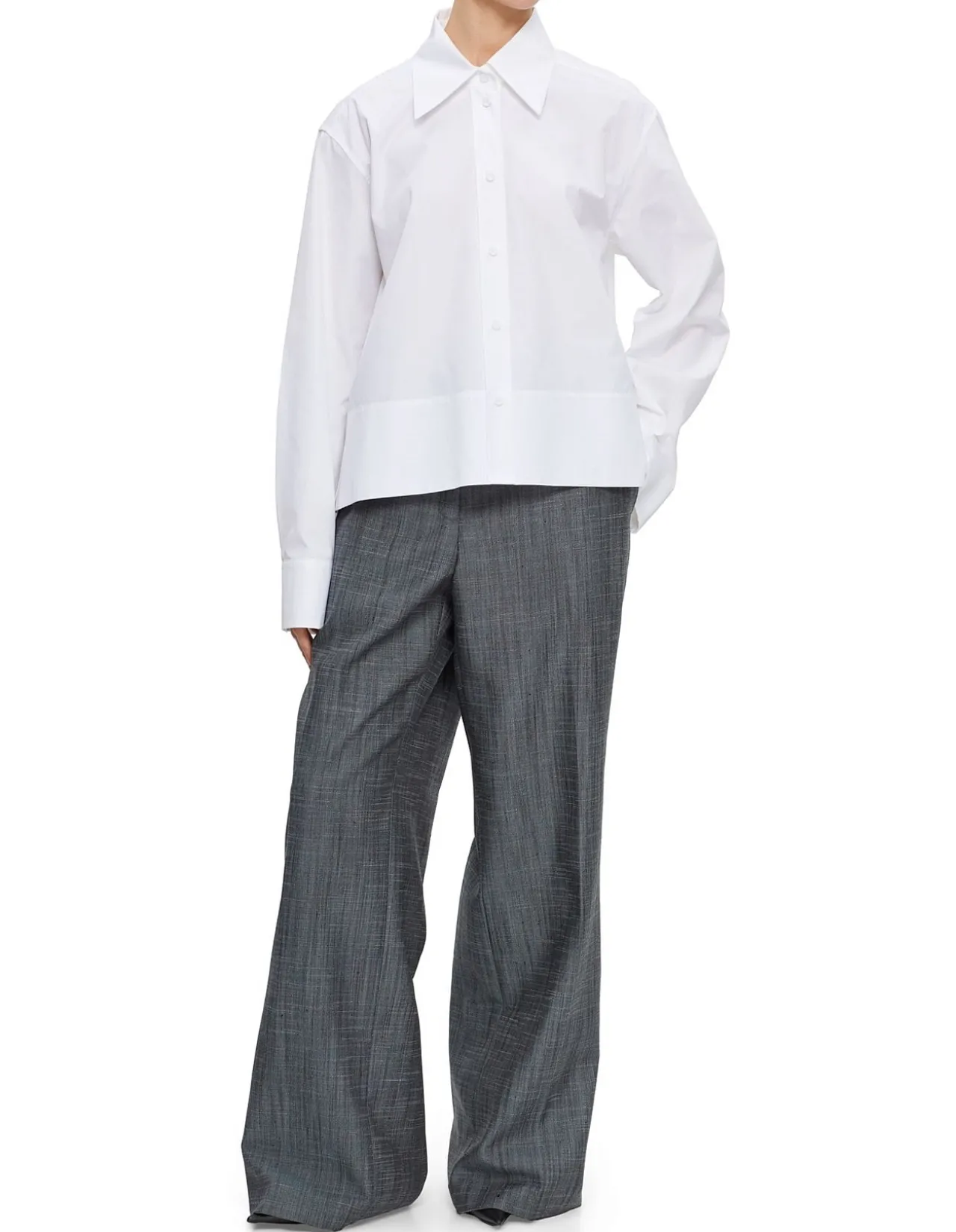Cropped Button-Up Shirt Optic White