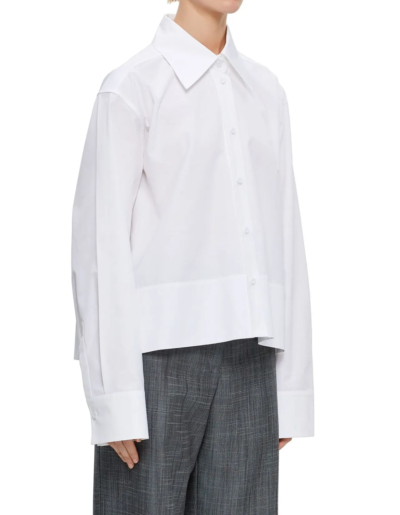Cropped Button-Up Shirt Optic White