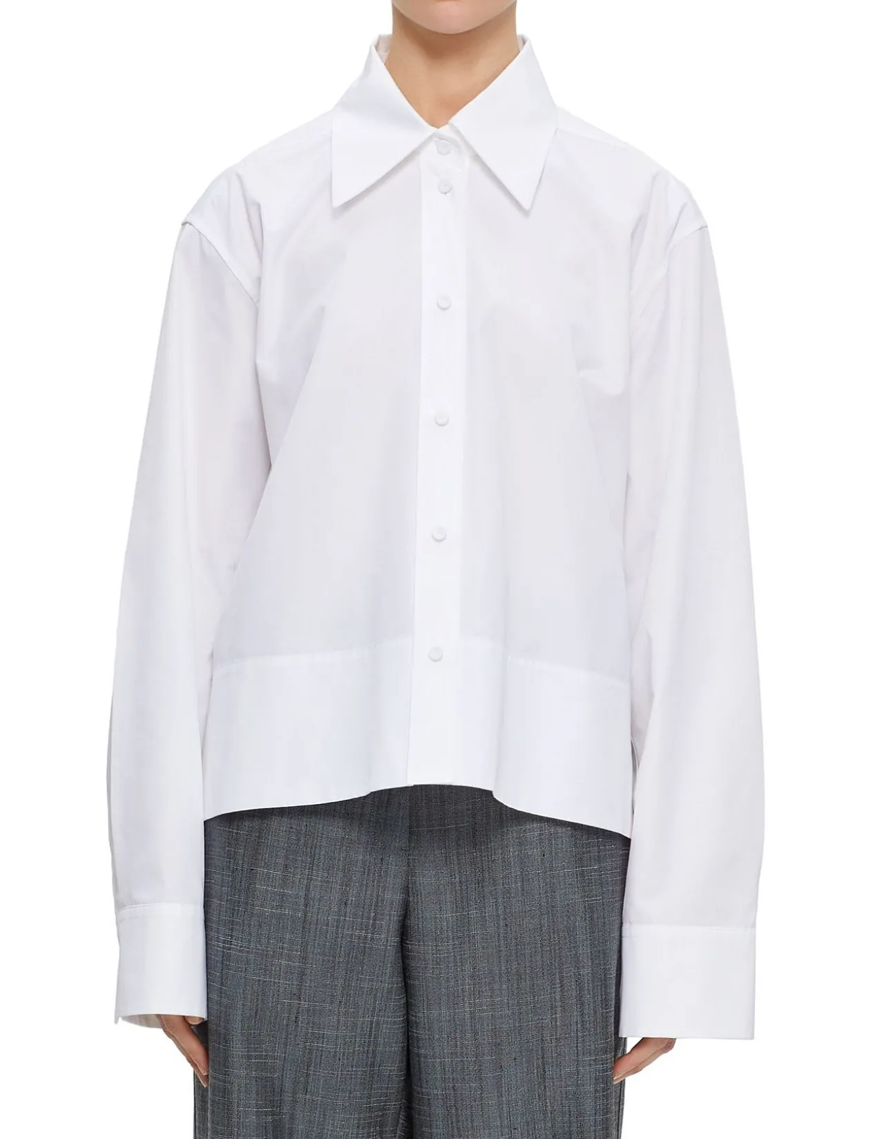 Cropped Button-Up Shirt Optic White