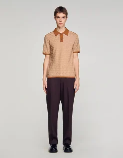 Cross Knit Polo Sweater