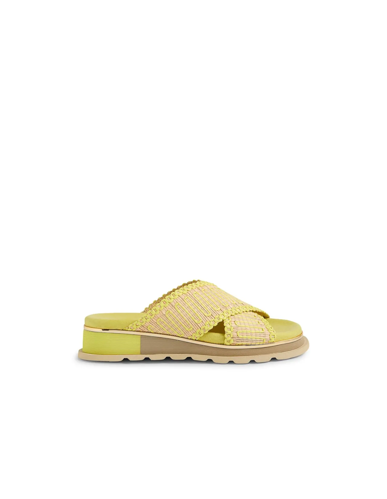 CRUMPY Raffia Cross Strap Slide Sandals