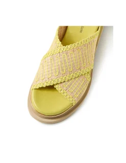 CRUMPY Raffia Cross Strap Slide Sandals