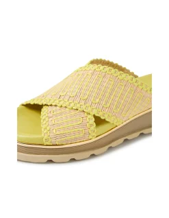 CRUMPY Raffia Cross Strap Slide Sandals