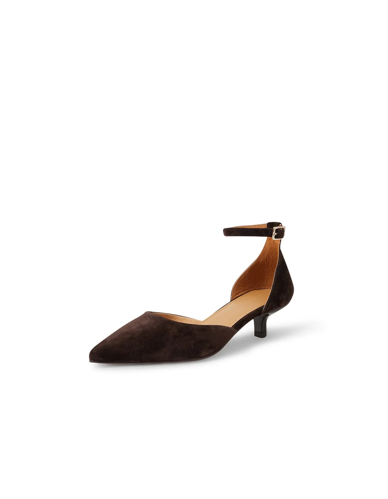 Cushla Suede Ankle Strap Kitten Heel Pumps
