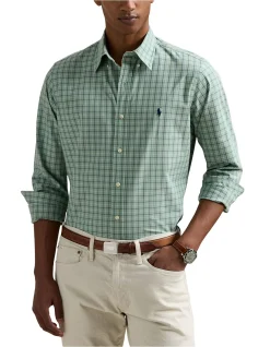 Custom Fit Checked Stretch Poplin Shirt