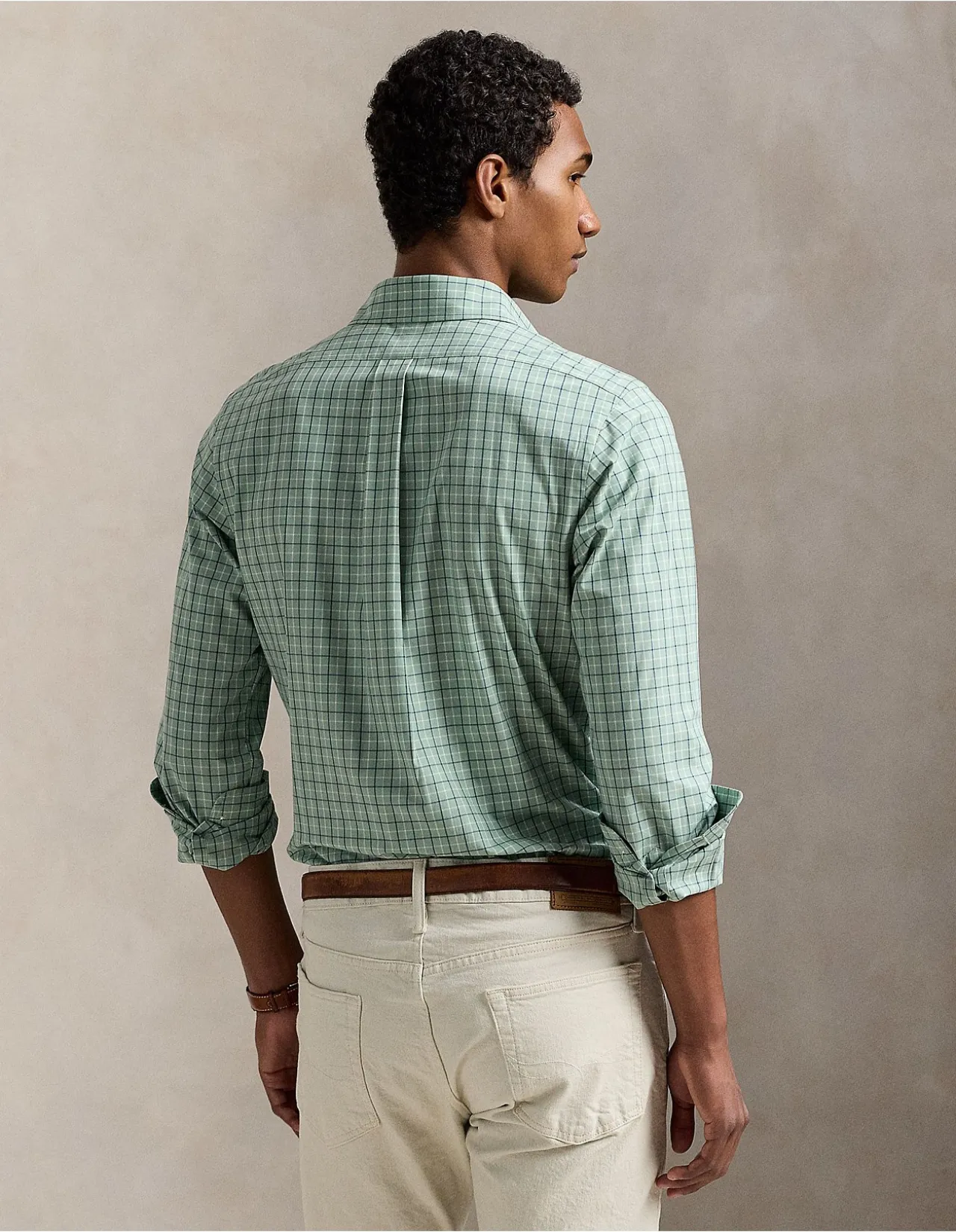 Custom Fit Checked Stretch Poplin Shirt